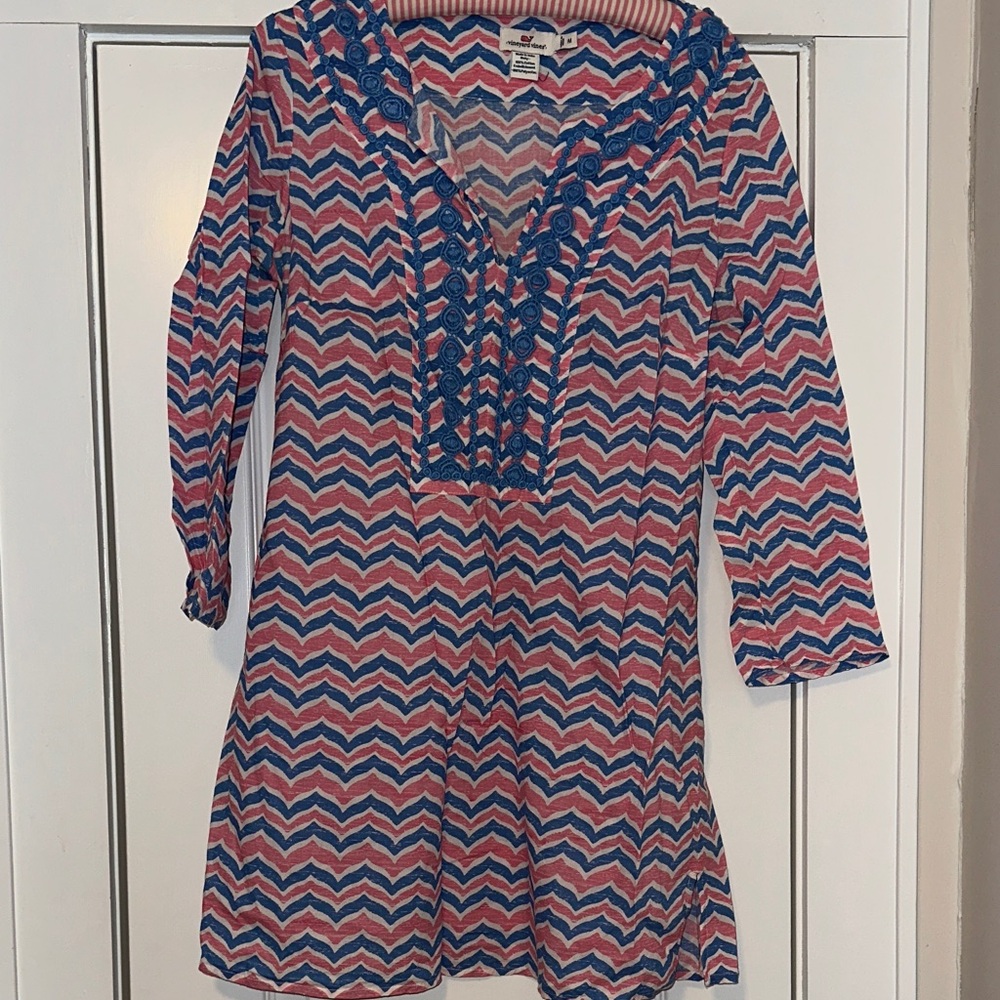 Vineyard Vines Blue and Pink Chevron Kids Dress